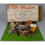 A Raytel Fort William wooden fort, base size 61cm square, boxed, and a large quantity of cowboy