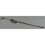 Horse Riding - a riding crop, with horse head handle and hallmarked silver and plaited leather