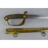 A Victorian British Infantry Officer's pattern 1822 sword, with ornately chased 82cm fullered