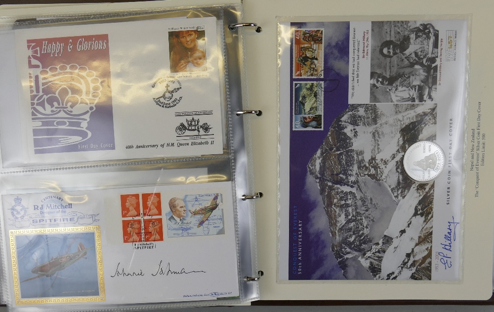 An album entitled "Royal Mail Universal", containing First Day Covers and coin covers including