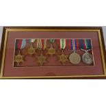 A group of six WW2 medals, comprising War Medal 1939-45, Atlantic, Pacific, Italy, Africa and 1939-