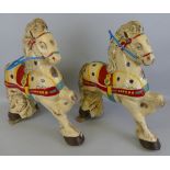 Two Mobo Pony Express pedal cart or trike horses, each with inset front wheel, 53cm high (2)