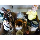 Royal Doulton character jug 'Winston Churchill', together with musical stein, musical figures etc