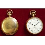 Pinnacle - a gold plated keyless wind open face pocket watch, and a Waltham gold plated keyless wind