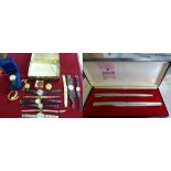 A Parker stainless steel fountain pen and biro set, case, together with various wristwatches