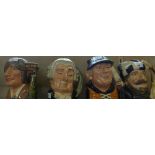Four Royal Doulton character jugs, including Romeo, The Lawyer, Yachtsman and Trapper (4)