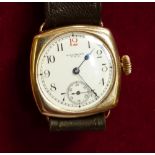 Waltham - a 9ct rose gold manual wind wristwatch, Chester 1928, the white enamel dial with black