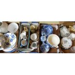 Woodsware blue and white centre bowl, together with Maling dishes, George Jones & Sons bowl,