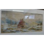 Marine watercolour, signed T Mortimer 1890-1930, 65cm x 38cm