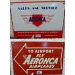 Aeronca - a reproduction enamel sales and service sign, 25cm x 36cm together with another Aeronca