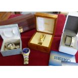 Rotary - a 9ct gold ladies wristwatch weight 17.6gms, together with a Seiko quartz wristwatch and