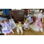 Six boxed collector's dolls, including Franklin Heirloom dolls and Ashton Drake Galleries doll (6)
