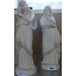 A pair of Victorian Parian allegorical female figures, 31cm high