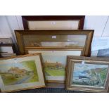 A near pair of watercolour drawings, depicting Tudor style houses each signed, together with a