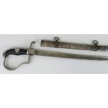 An early 20th century German Zolan pattern cavalry sabre, with 84cm ornate slightly curving fullered