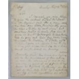 Beverley interest - a manuscript two-sided letter dated 1828 to the Governor of Beverley jail from a