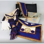 A quantity of masonic regalia, comprising sash and apron for North and East Ridings of Yorkshire,