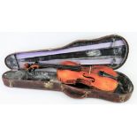 A 19th century German violin, with 36cm two-piece maple back and spruce belly, 59cm overall, in