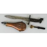 Spanish model 1941 Bolo bayonet, with 25cm Toledo steel blade 39cm overall, an embossed copper and