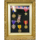 Six American medals, comprising Purple Heart, Vietnam Service Medal, WW2 Service Medal, Bronze Star,