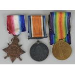 A WW1 group of three medals, awarded to T-19644 Pte.J.W.Hart A.S.C. comprising Aug-Nov 1914 Star,