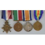 Four WWI medals, comprising British War Medal and Mercantile Marine Medal awarded to Leonard E.