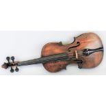 A 19th century continental violin, with 36cm maple back and spruce belly, bears label "Nicolas
