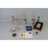 Regimental Souvenir ware, including Royal Corps of Transport hip flask, ashtrays and goblets, two