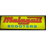 A Malaguti Scooter plastic illuminated sign, with power pack, 33 x 104 cm.