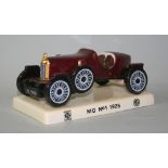 A Carltonware pottery model of an MG No.1 1925, in burgundy, case, 14cm