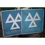 Two enamel and tin MOT Vehicle Testing Station signs, (2).