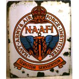 A Navy, Army Air Force Institutes single sided porcelain enamel advertising sign, 76cm x 61cm