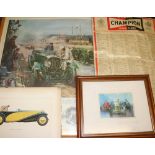 Bentleys at Le Man 1929, a print together with a Limited Edition print 1949 British GP 15/100, a