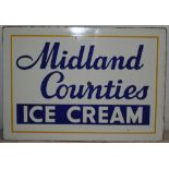 A Midland Counties Ice Cream single sided porcelain enamel advertising sign, 43 x 61 cm.