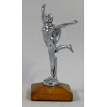 A vintage chrome car mascot, entitled Joie de Vie, traces of a registration number, re chromed,