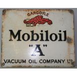 A Gargoyle Mobiloil "A" single sided porcelain enamel sign, 23cm x 29cm