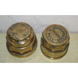 A W. Johnson & Son, Hull, Builder brass carriage wheel nut and another similar for Greenwood Bros,