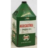 An Agricastrol pictorial tractor oil 5 gallon can with cap, height 53 cm.