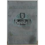 A Bentall Farm and Barn Machinery single sided tin advertising sign, 91 x 61 cm.