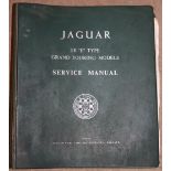 A Jaguar 3.8 E Type service manual, green plastic ring binder