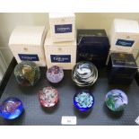 Seven Caithness paperweights, with boxes