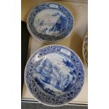 A set of twelve Dutch Delft calendar plates, early 20th century each decorated in blue and white