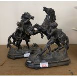 Pair of rearing Marley horses with attendants (2)