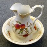 A Royal Worcester Evesham pattern jug and bowl set