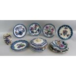 Nine pieces of Keeling & Co Losolware, comprising Ormonde pattern octagonal tureen and cover 24cm