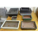 A quantity of bonsai glazed/unglazed pots