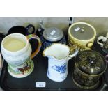 A Crown Devon musical tankard and five other items