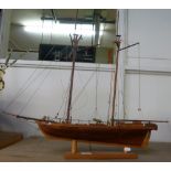 A model of a sailing ship.