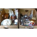 A plated coffee/tea service together with collector plates, musical cigarette box, quartz carriage