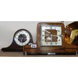 An Art Deco style Westminster chime mantle clock together with another similar (2)